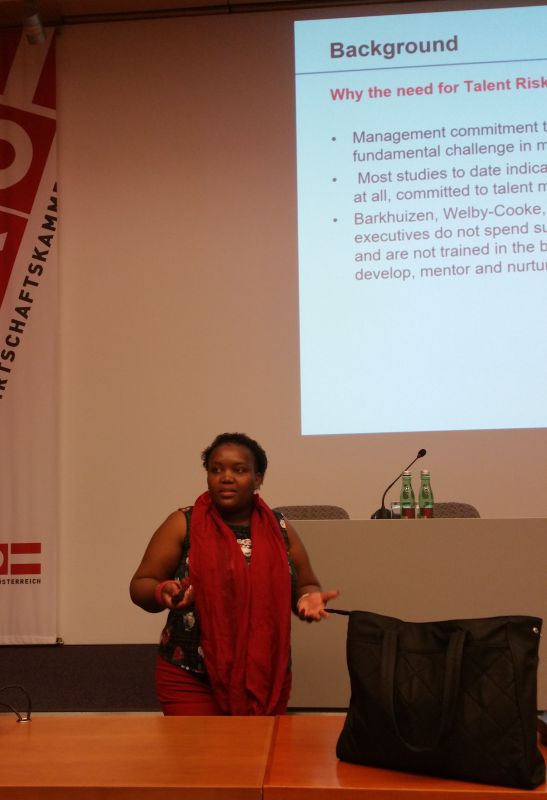 Mrs Deborah Mokgojwa presenting her paper on Talent Risk Management of Academic staff