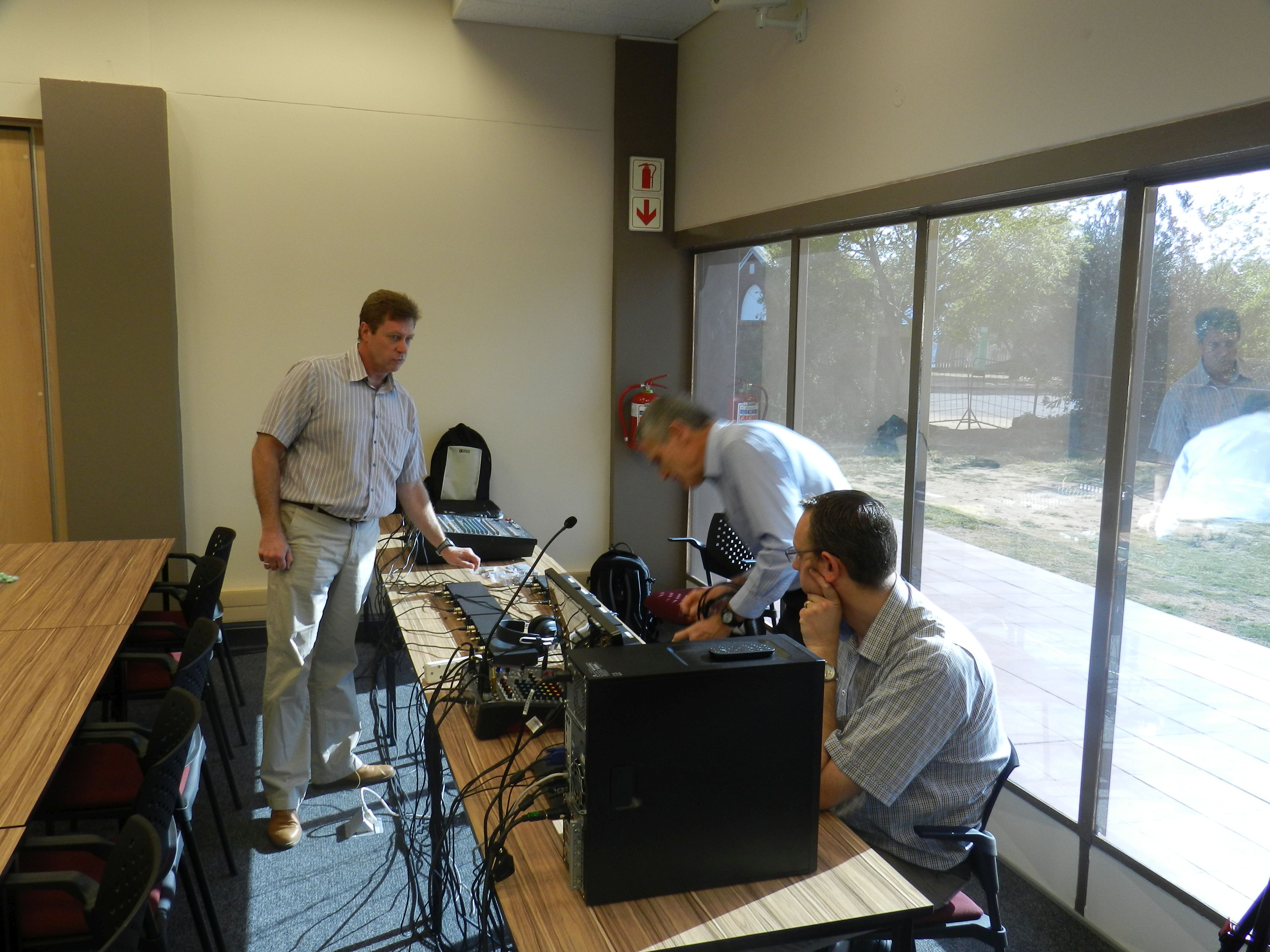 The NWU IT team setting up the live stream