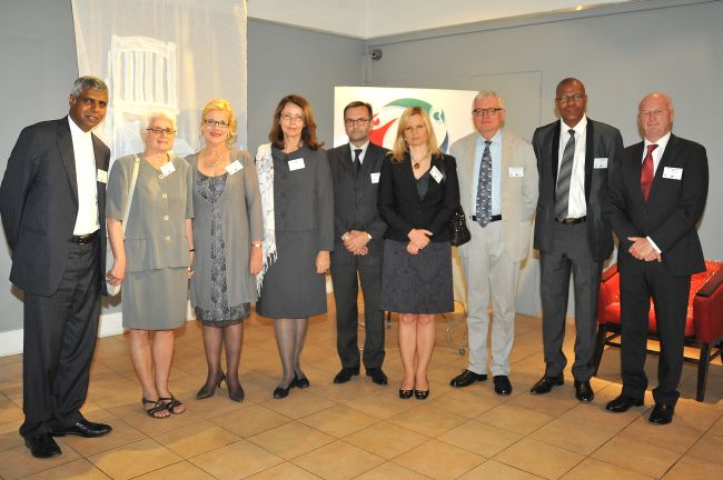 Prof Viviers and Prof Kgwadi together with all the EU Ambassadors in attendance at the reception